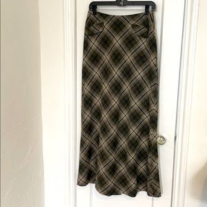 BANANA REPUBLIC wool plaid maxi skirt Sz 6-8